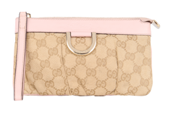 D Ring GG Wristlet, Canvas, Beige/ Pink, 203650, 2*
